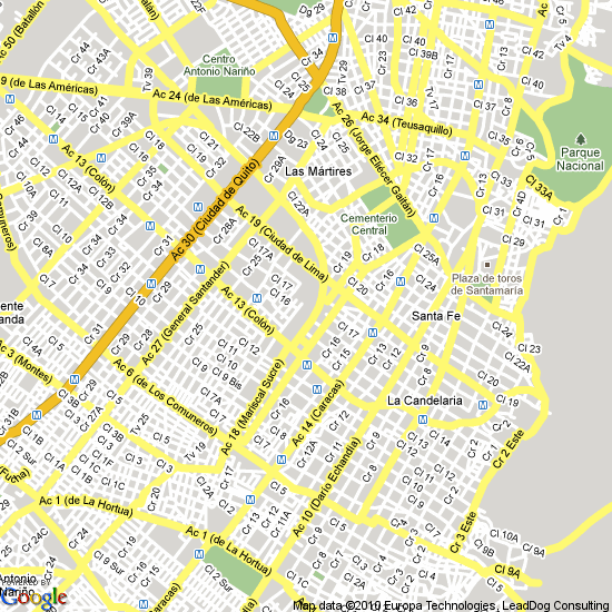 bogota city centre carte